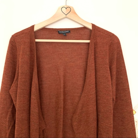 Eileen Fisher 100% Royal Alpaca Rust Cardigan - Picture 5 of 11